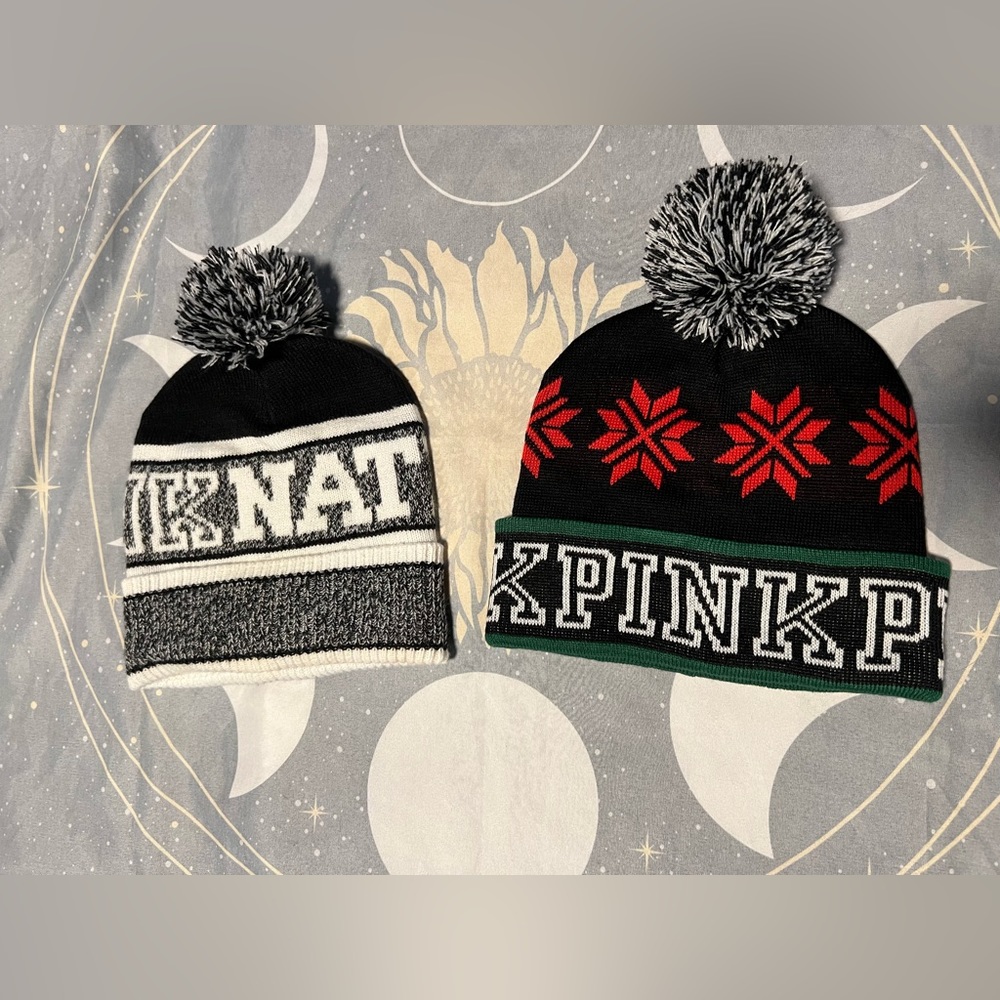 PINK Victoria’s Secret Pom Pom beanie bundle